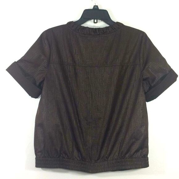 Chico’s Zenergy Brown Textured Athleisure Short Sleeve Zip Up Jacket - Picture 4 of 8
